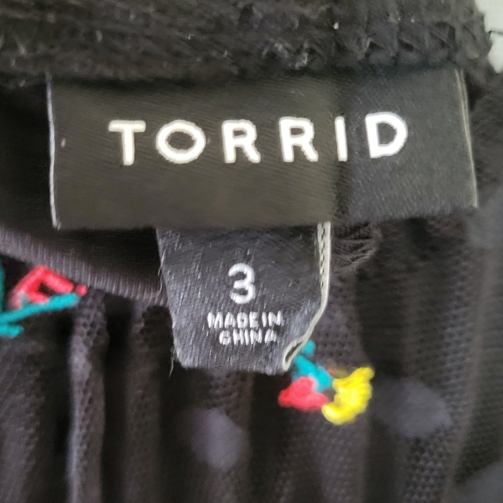 Torrid Black Mesh Floral Embroidered Polka Dot Maxi Dress Set Plus Size 3 3X - Picture 6 of 16